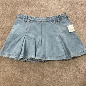 Free People Madison Ave Y2K Women's Pleated Denim Mini Skirt Size 10-New $78 - Picture 1 of 5