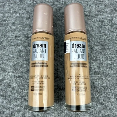 2ct Maybelline Dream Radiant 90 HONEY BEIGE Liquid Hydrating Foundation READ! - Image 1 of 4