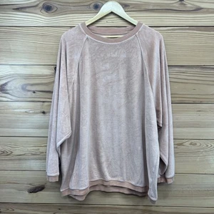 Aerie Sweatshirt Large Velour Cozy Oversized Soft Melon Orange Pullover B176 - Picture 1 of 12