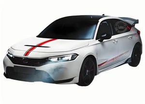 Car Hood Side Sticker Graphics Decal For Honda Civic Type R Racing Sport Stripes - Picture 1 of 4