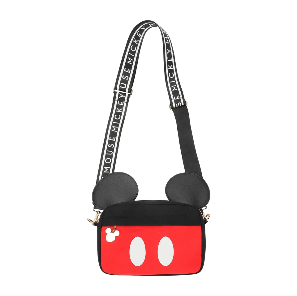 Disney Mickey Mouse Ears and Shorts Black Crossbody Purse with Bag Charm - Image 1 of 4
