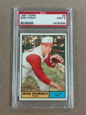1961 Topps Bob Purkey #9 Cincinnati Reds graduado PSA PSA 9 como nuevo Foto 1 de 2