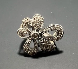 Sterling Silber 0,925 offenes Blütenblatt Blume Ring Größe 6, 6 Gramm Edelstein - Bild 1 von 9