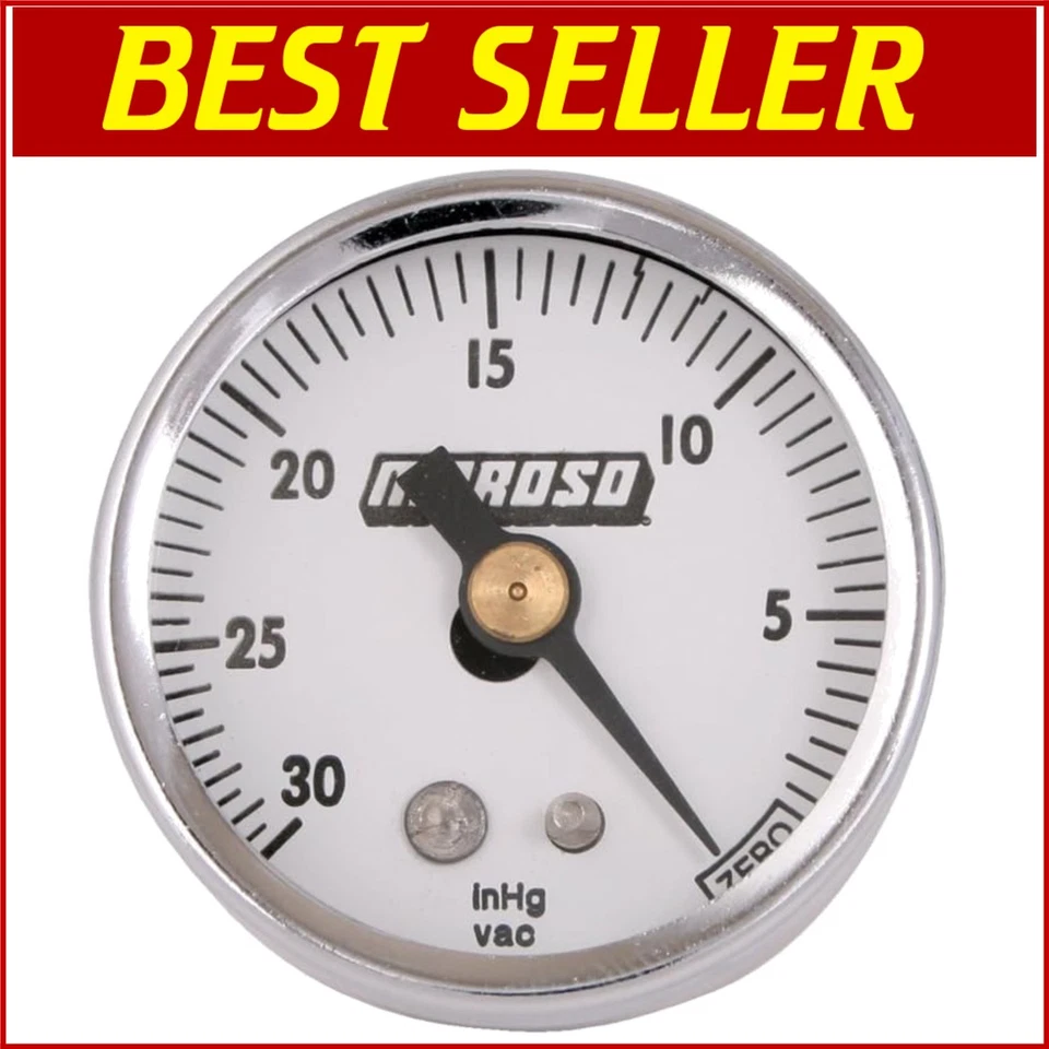 Shock-Resistant 1.5 Inch Vacuum Gauge - 0-30 InHg, Ideal for Precision Tuning - Image 1 of 2