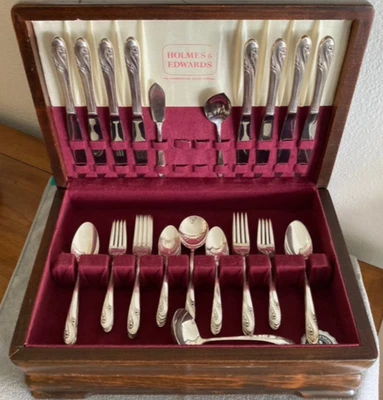Cubiertos con incrustaciones IS Holmes & Edwards ~ Romance 7 piezas configuración PL ~ 75 piezas Foto 1 de 4