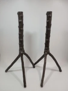 Pair Candle Holder Tree Limb Branch Twig Rustic Lodge Cabin 16 1/4” tall - Picture 1 of 7