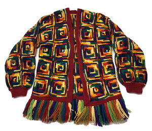 Vintage 1970s Art Nouveau patterned Cropped Boxy Sweater 70s pullover women/'s sweater hippie boho gypsy avante garde one size OS