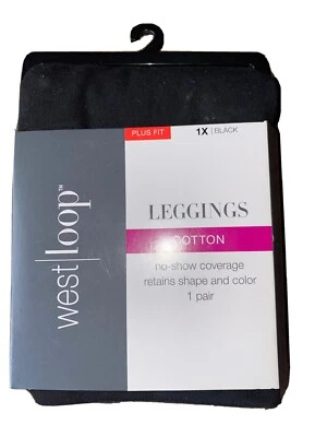 New Women's Size 1X Plus Fit - West Loop Black Cotton Leggings No Show Coverage - Image 1 of 2