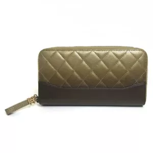 CHANEL Gradation Matelasse Zip Around Long Wallet Lambskin Leather Gold x Brown - Bild 1 von 14
