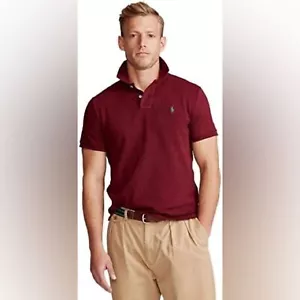 Polo Ralph Lauren Herren Custom Slim Fit Burgunderrot Weinrot Kurzarm Kragen - Bild 1 von 6