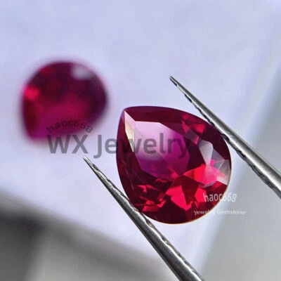 2x3mm-13x18mm Pera Corte Brillante Rubí Sintético Rojo Corindón para Joyería Foto 1 de 4