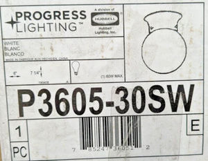 Hubbell Progress Lighting 1-Light White Glass Globe Ceiling Fixture 6" x 7.25" - Picture 1 of 3