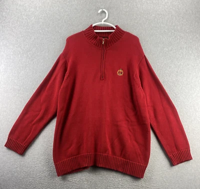 Lauren Ralph Lauren 2X Red Crest Half Zip Cotton Sweater Mock Neck Pullover - Image 1 of 4