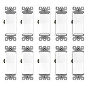 Decorator ON/OFF Rocker In Wall Paddle Switch 15A Single Pole 10 Pack White - Picture 1 of 12