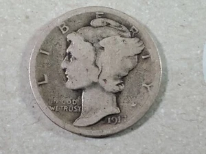 1917-S 10C Mercury Dime, Antique U.S. Silver, Free Shipping - Picture 1 of 2