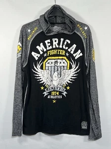 American Fighter Long Sleave Shirt Pullover Lightweight Hoodie Black Gray L - Picture 1 of 9