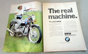 BMW R75/5 1972 motocicleta original anuncio impreso en color de 2 páginas - Imagen 1 de 1