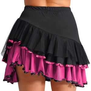 DE iEFiEL Latein Rock Damen Tanzen Rüschen Salsa Samba High Waist Minirock Party - Bild 1 von 35