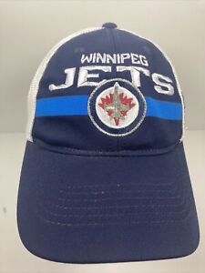 Winnipeg Jets Reebok Fitted Cap Hat Men L/X Blue NHL Curve Bill Logo Center Ice