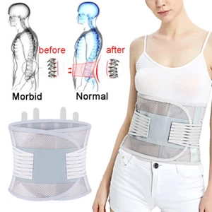 Women Men Lumbar Lower Back Support Belt Work Brace Pain Relief Waist Trimmer - Picture 1 of 14