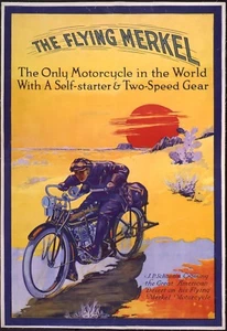 Fliegende Merkel Motorrad Poster 1911 KOSTENLOSER VERSAND IN DIE USA - Bild 1 von 1