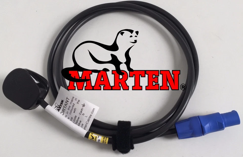 Cable de entrada Marten® 13a Plug to Neutrik PowerCON NAC3FCA de 3 metros de largo