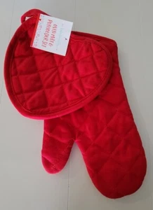 Juego de corazón de horno rojo Mitt & Potholder Mitten Christmas Love - Imagen 1 de 6
