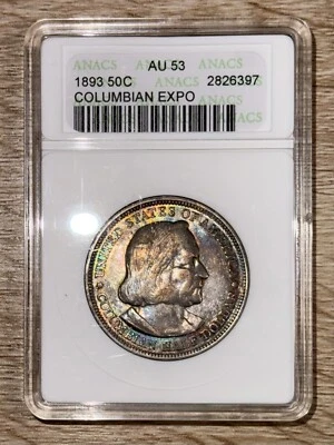 1893 50 CENT COLUMBIAN EXPO - ANACS AU 53 - TONED - UNITED STATES SILVER COIN - Image 1 of 4