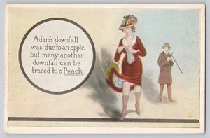 Post Card "Adam's Downfall traced to a peach" Comics Series 725 c1910 Woman - Picture 1 of 3