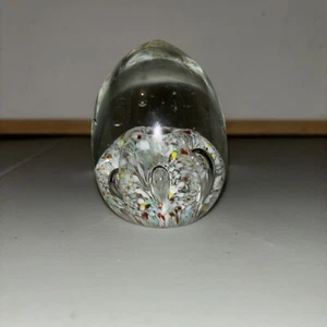 Vtg Japan Hand Blown ART GLASS PAPERWEIGHT White Green Red Controlled Bubbles - Picture 1 of 4