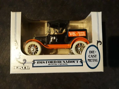 Banco de carro de entrega ERTL 1918 Ford Runabout escala 1/25 V&S lojas de variedades 7625 novo na caixa - Imagem 1 de 4