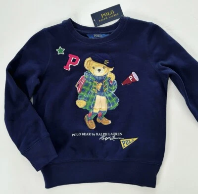 NUEVO CON ETIQUETAS, Sudadera Polo Ralph Lauren Azul Marino Polo Oso para Niñas. Talla S(7). EU 130 Foto 1 de 2