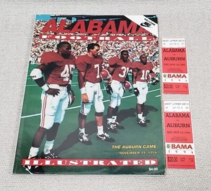 Alabama Crimson Tide vs Auburn Tiger Football Program Nov 1994 With Tickets - Imagen 1 de 10