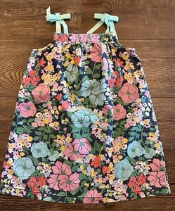 HANNA ANDERSSON Pillowcase Style Sundress Dress~Size 100~4~Floral Denim Fabric~ - Picture 1 of 3