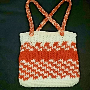 Borsa vintage all'uncinetto a mano completamente foderata con cerniera boho retrò hippy groovy - Foto 1 di 12