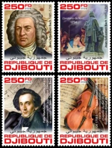 Djibouti - Compositor Johann Sebastian Bach 2020 - Juego de 4 estampillas - DJB200205c - Imagen 1 de 1