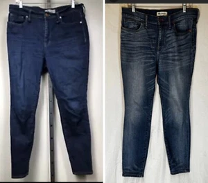 2- ZWEI PAAR Madewell 31 dunkelblau Jeans Stretch High Riser Skinny Denim DEFEKT - Bild 1 von 14