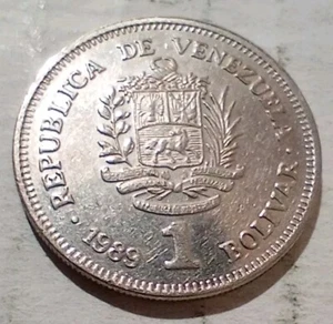 1 Bolivar 1989 Venezuela Coin Simon Bolívar Libertador Small Date Werdohl Mint - Picture 1 of 2