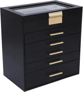Jewelry Boxes for Women, White and Black 6 Layer Large Jewelry Box for Necklace, - Picture 1 of 7