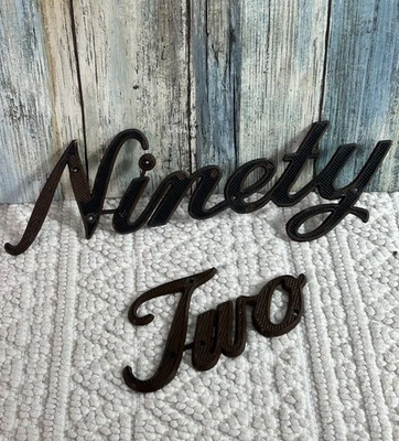 Vintage Mid Century Modern NINETY TWO Script House Address Numbers Spelled Out - Image 1 of 4