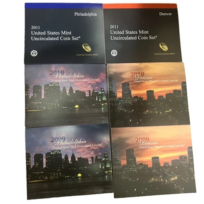 6 Set LOT 2009 2010 2011 P & D Uncirculated US Mint Sets Original Mint Packaging - Image 1 of 4