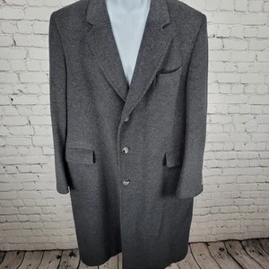 VTG Neiman Marcus Grey 100% Mongolian Cashmere Buttoned Over Coat Size Large L - Picture 1 of 20