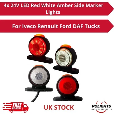 Paquete de 4, LED, luces de señalización 24V rojo ámbar blanco - se adapta... - Imagen 1 de 4