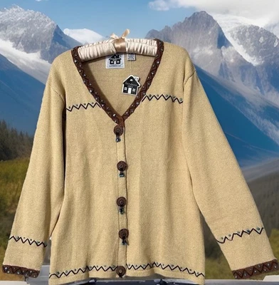 Suéter Tejido Storybook L Nuevo Beige Turquesa Cuentas Cárdigan Cardi Grande Nuevo con Etiquetas Foto 1 de 4