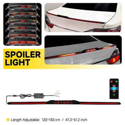 Carbon Fiber LED Car Tail Brake Light Stop Bar Strip Lamp Trim Length Adjustable - Image 1 of 4