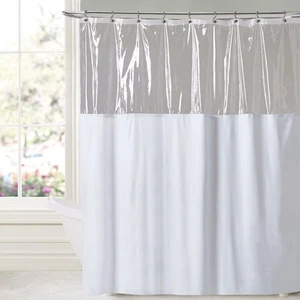 Sweet Home Collection 10 Gauge Vinyl Window Shower Curtain with Clear See Thr... - Picture 1 of 6