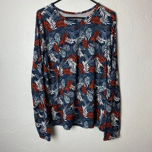 Hang Ten Rash Guard Camicia Donna XXL Manica Lunga Blu Rosso Foglie UV UPF 50+ - Foto 1 di 7