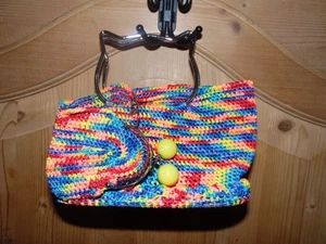 bunte Henkeltasche mit " Katzenbügel" mit Geldbörse - Bild 1 von 5