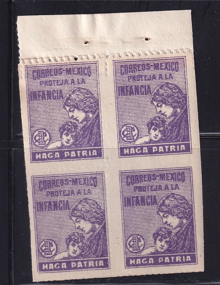 udm78 México 1929 protección infantil Sc#RA8a folleto panel de 4 Foto 1 de 1