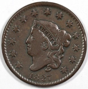 1827 1c N-10 Coronet or Matron Head Large Cent - Picture 1 of 3